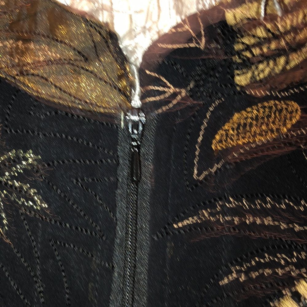 Chico’s L Black Green Gold Patchwork Embroidered Light Full Zip Jacket - Picture 5 of 15